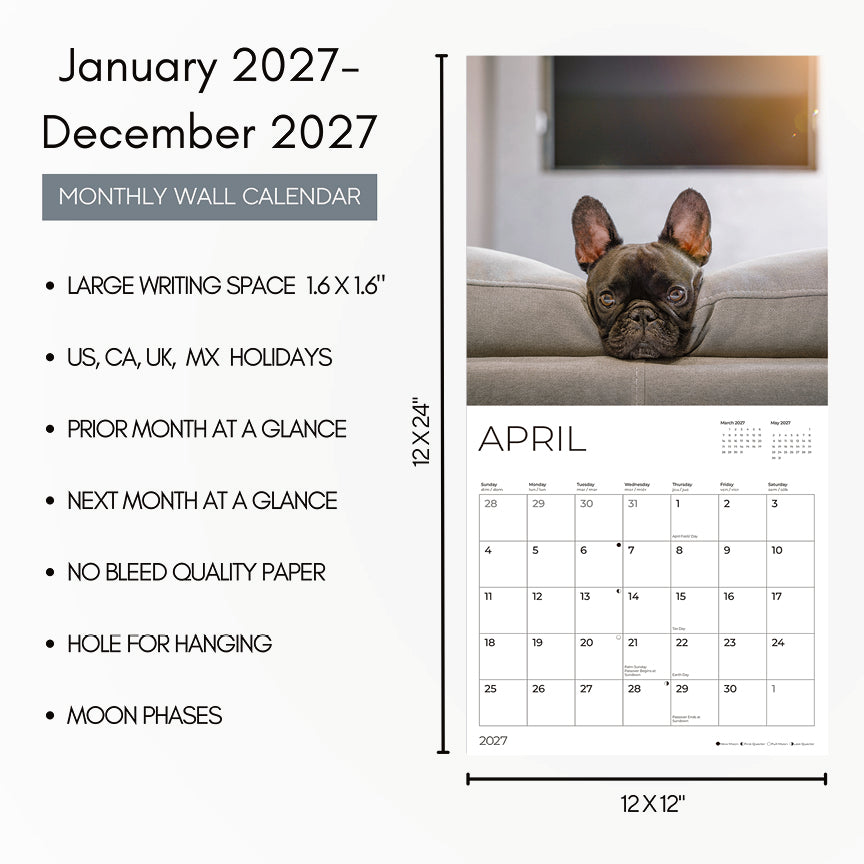 '27 Wall Calendar - French Bulldogs