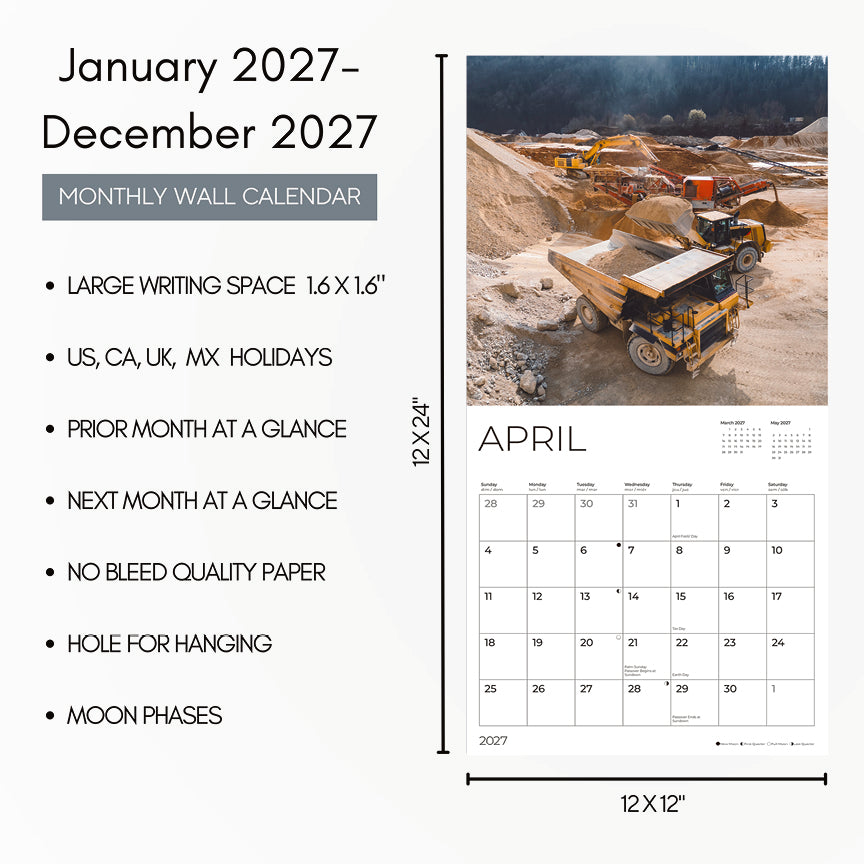 '27 Wall Calendar - Construction Trucks
