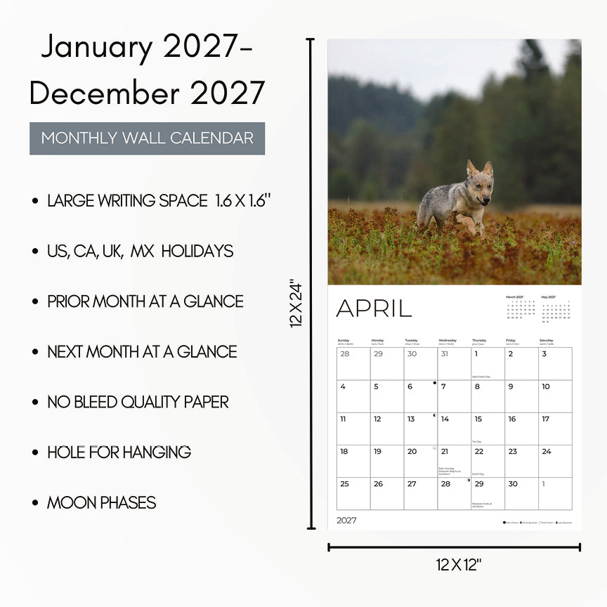 '27 Wall Calendar - Wolf Pups
