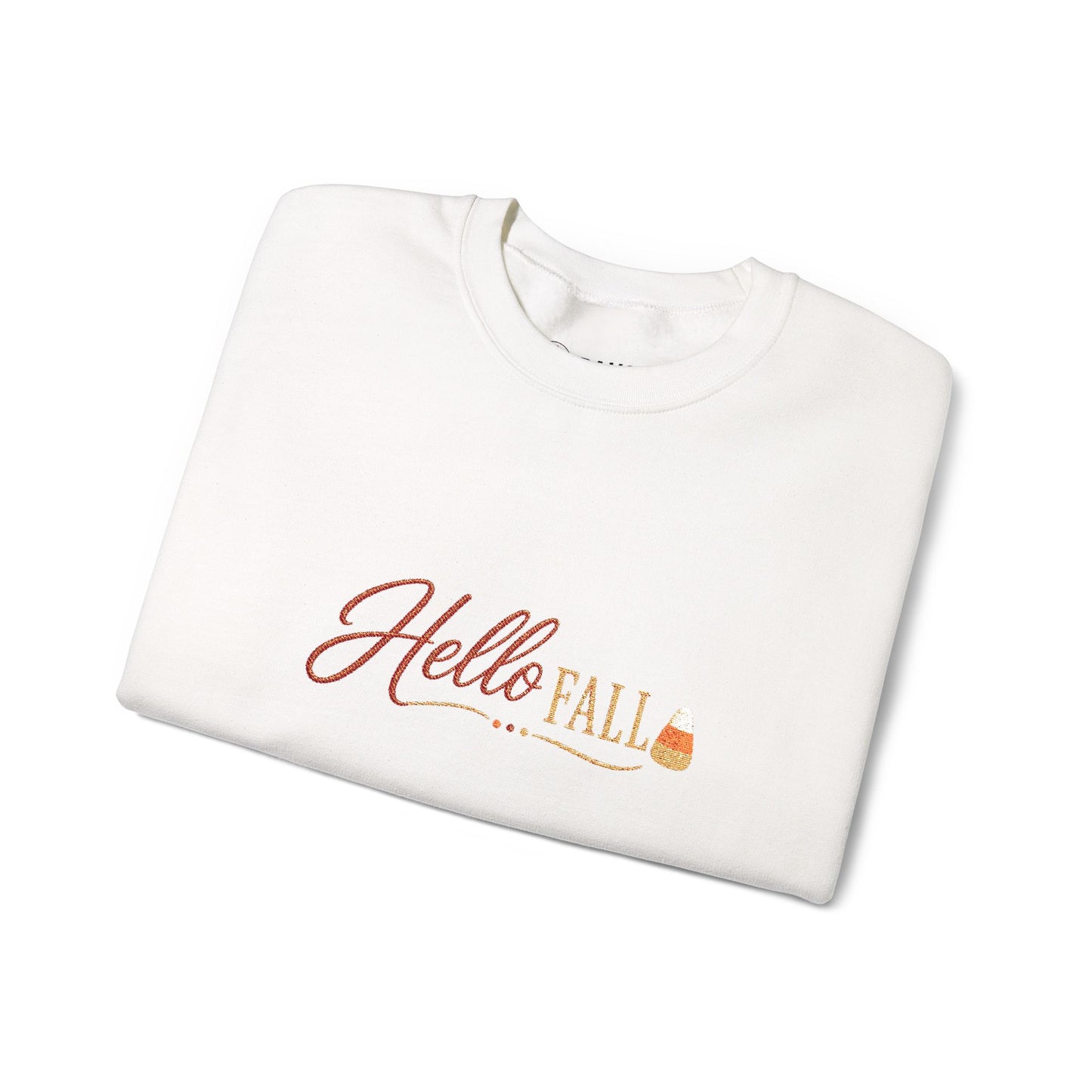 Hello Fall Embroidered Sweatshirt — Cozy Pumpkin Autumn Crewneck (10% Donated to Rescue Partners)