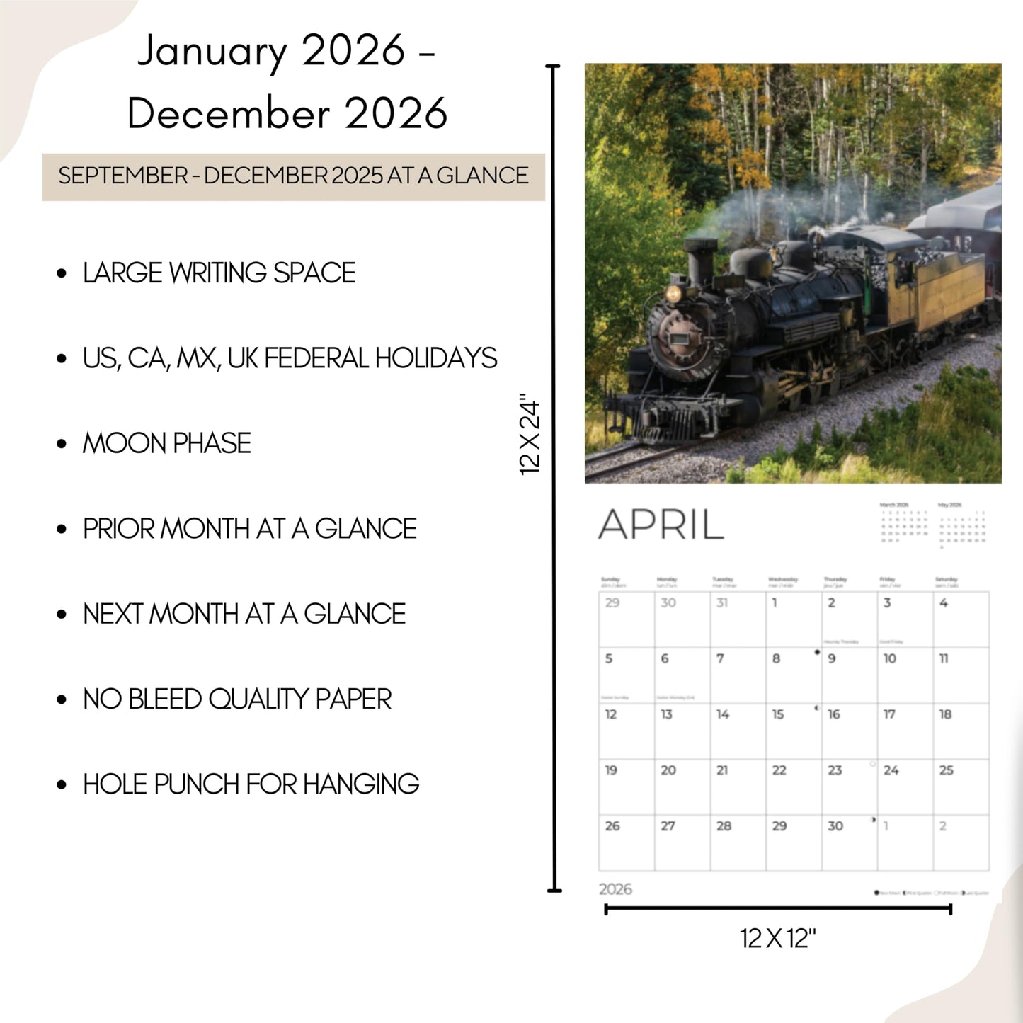 '26 Wall Calendar - American Railroads