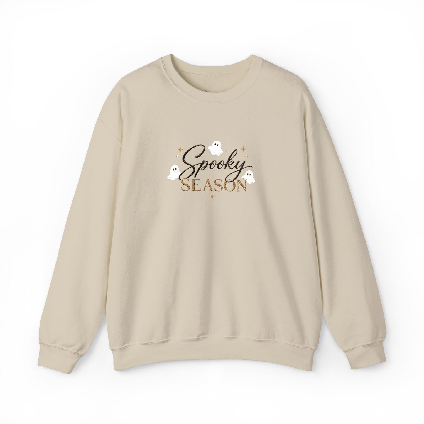 Spooky Season Embroidered Sweatshirt — Cute Ghosts Crewneck (10% to Rescue Partners)