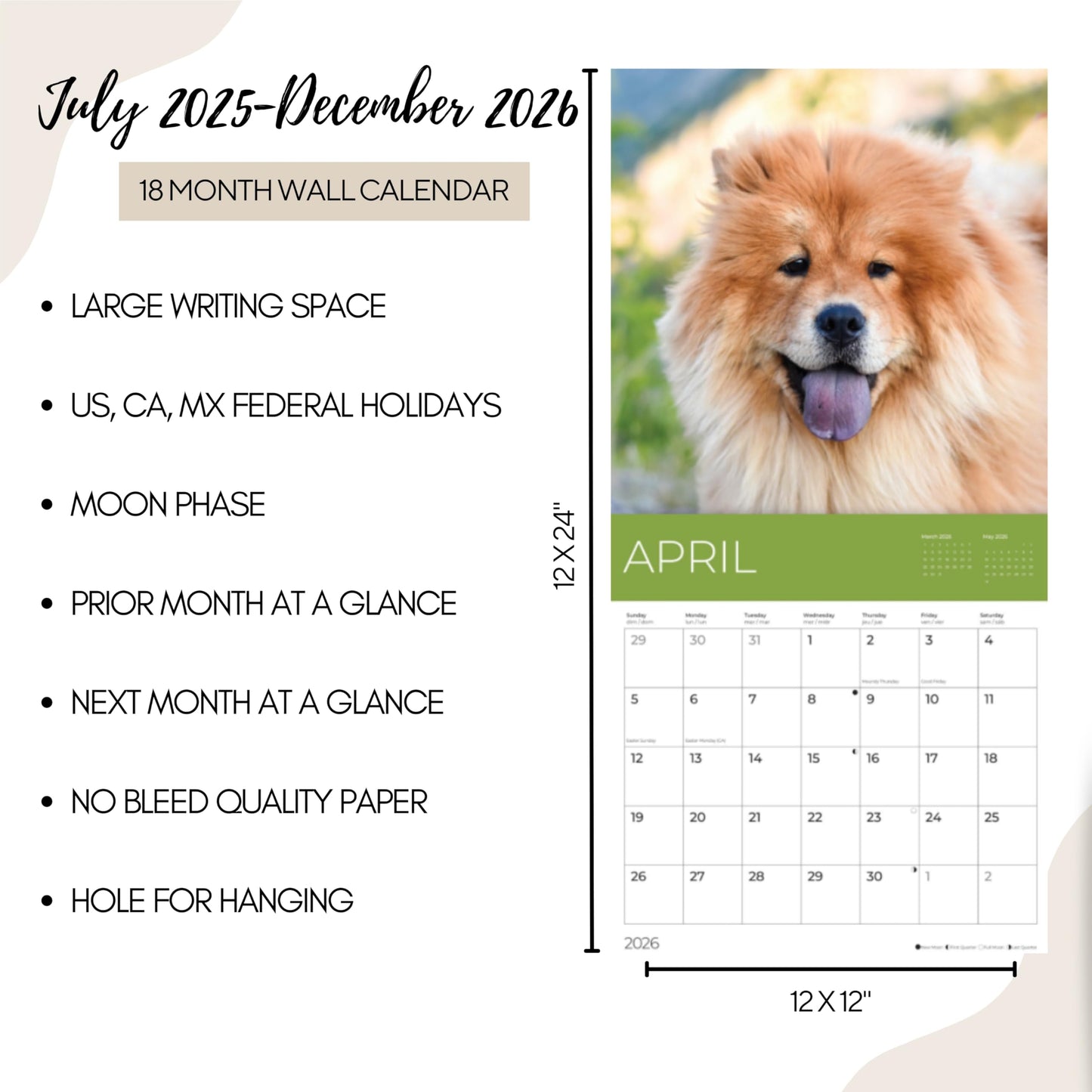 '26 Wall Calendar - Dogs - 18mo