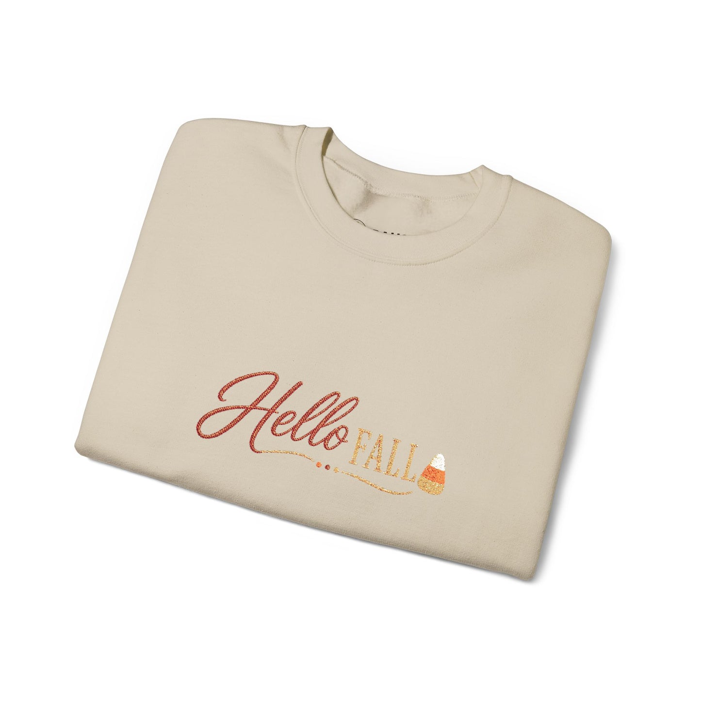Hello Fall Embroidered Sweatshirt — Cozy Pumpkin Autumn Crewneck (10% Donated to Rescue Partners)