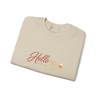 Hello Fall Embroidered Sweatshirt — Cozy Pumpkin Autumn Crewneck (10% Donated to Rescue Partners)