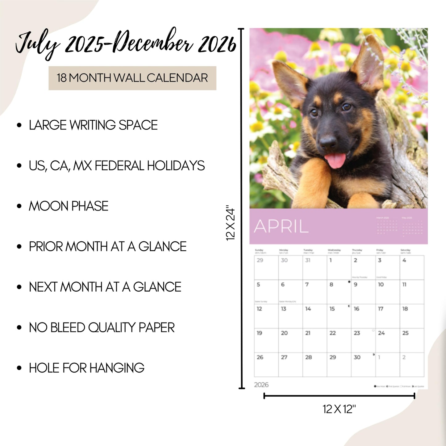 '26 Wall Calendar - Dogs - 18mo
