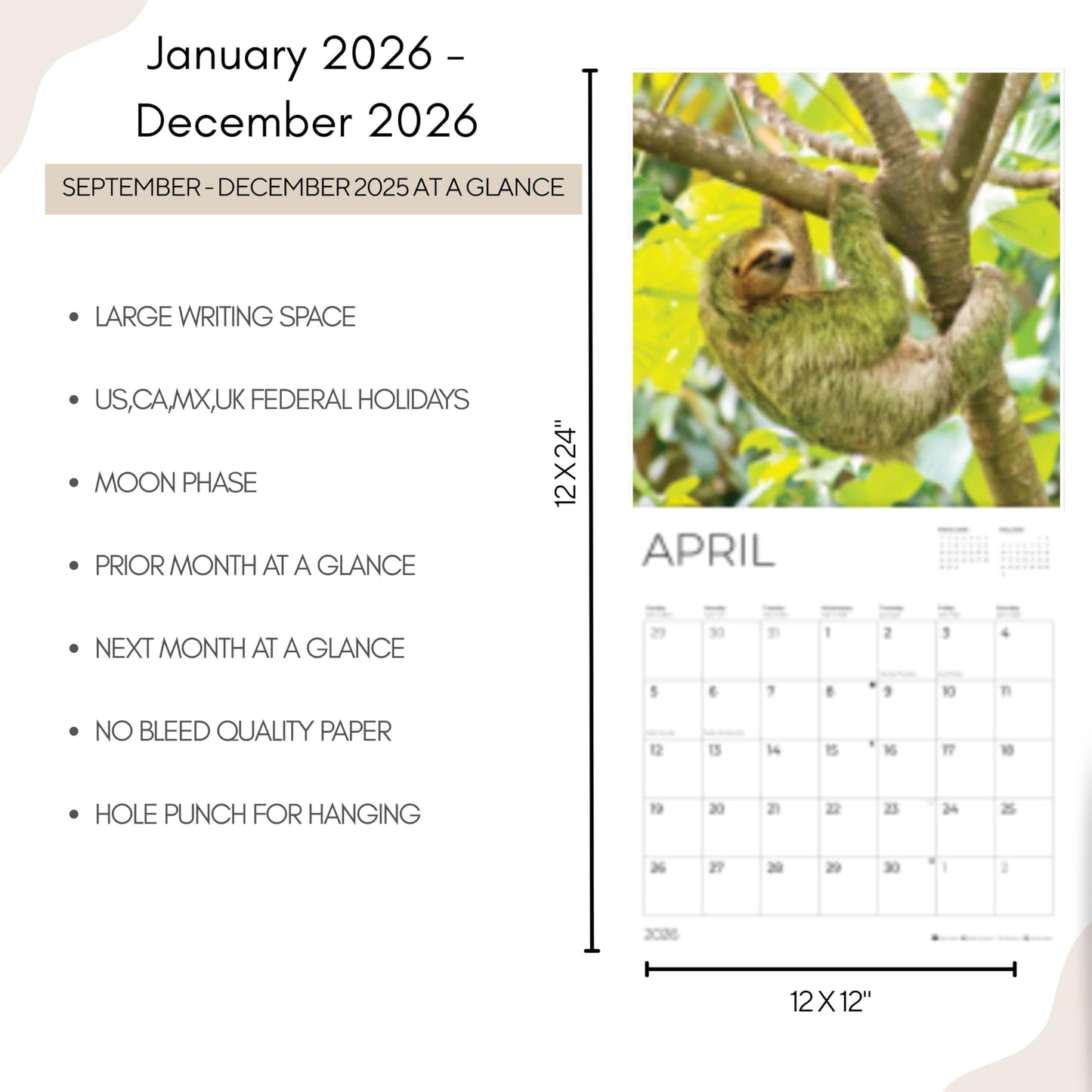 '26 Wall Calendar - Baby Animals