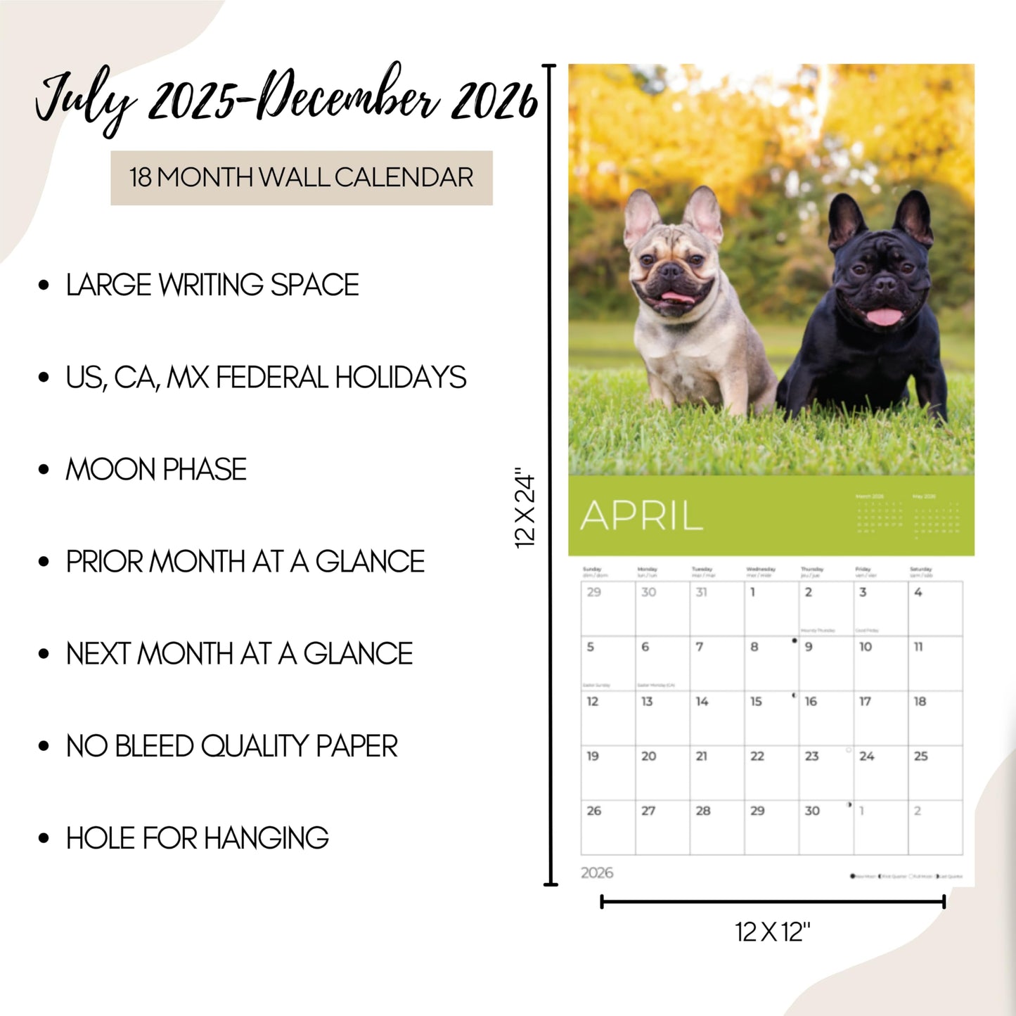 '26 Wall Calendar - Dogs - 18mo