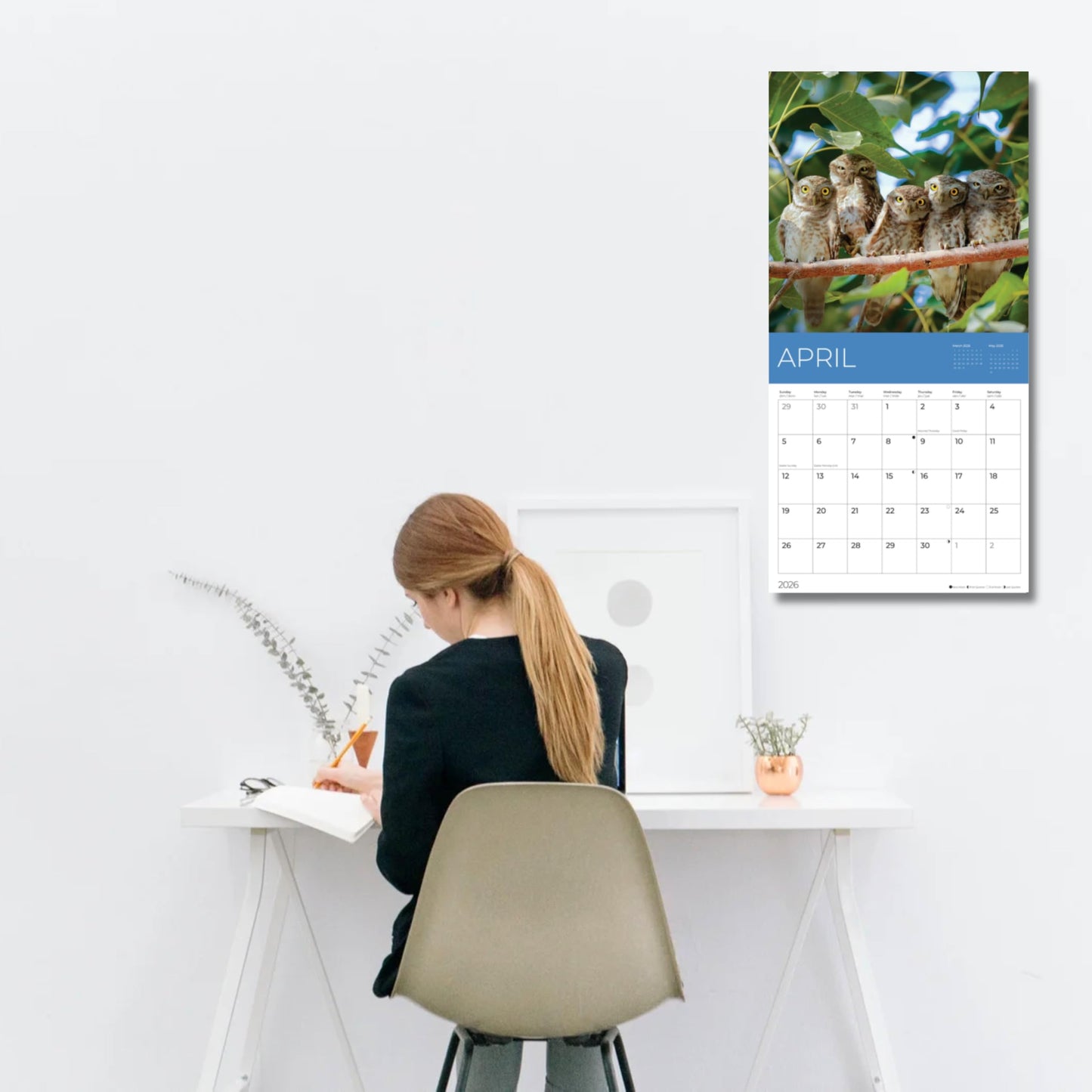 '26 Wall Calendar - Cows, Owls, & Woodland Creatures