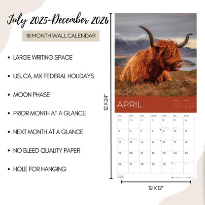'26 Wall Calendar - Cows, Owls, & Woodland Creatures