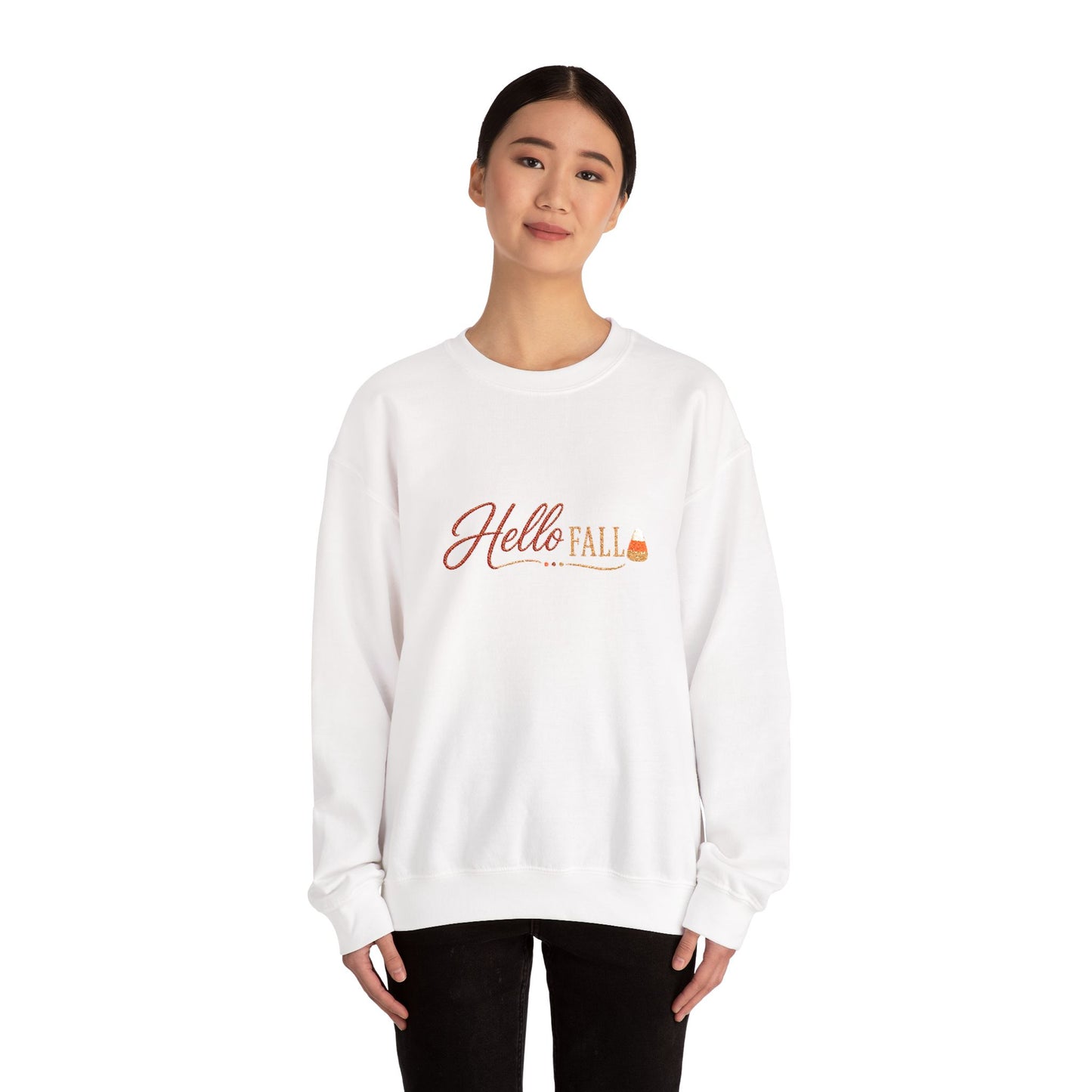 Hello Fall Embroidered Sweatshirt — Cozy Pumpkin Autumn Crewneck (10% Donated to Rescue Partners)
