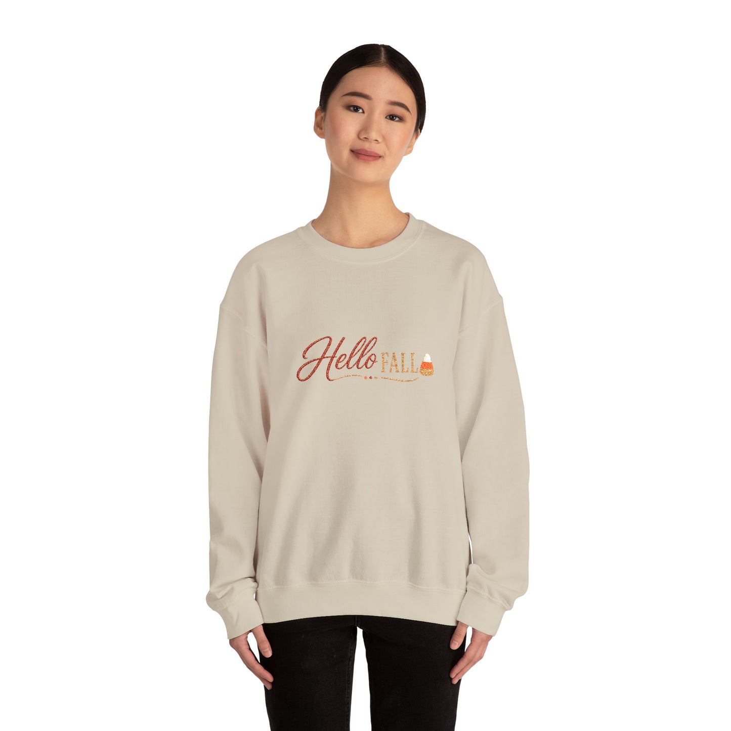 Hello Fall Embroidered Sweatshirt — Cozy Pumpkin Autumn Crewneck (10% Donated to Rescue Partners)