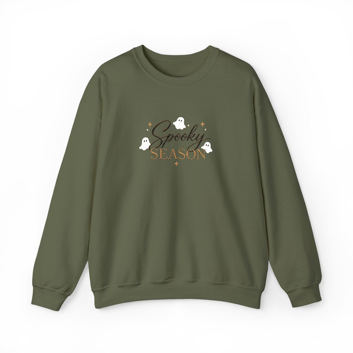 Spooky Season Embroidered Sweatshirt — Cute Ghosts Crewneck (10% to Rescue Partners)