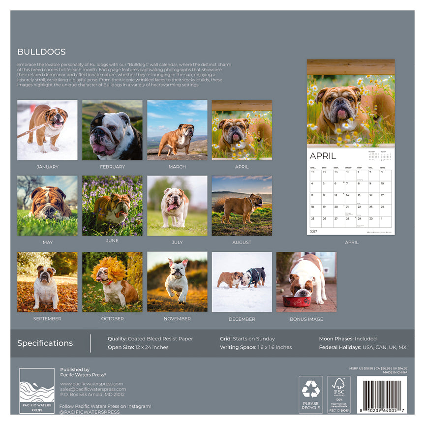 '27 Wall Calendar - Bulldogs