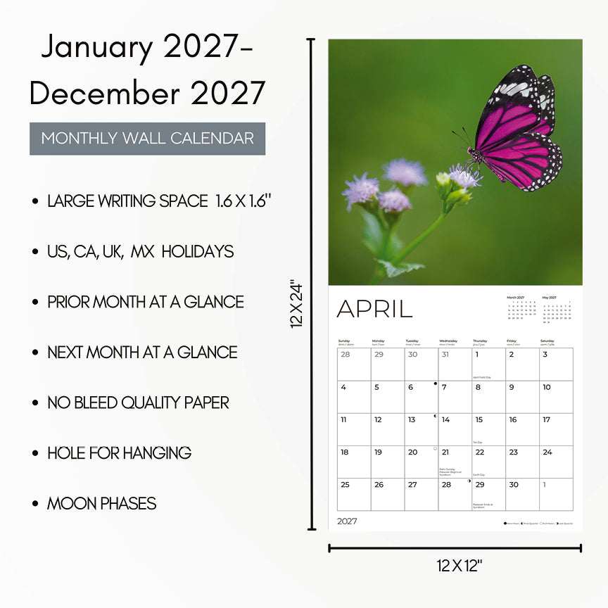 '27 Wall Calendar - Butterflies