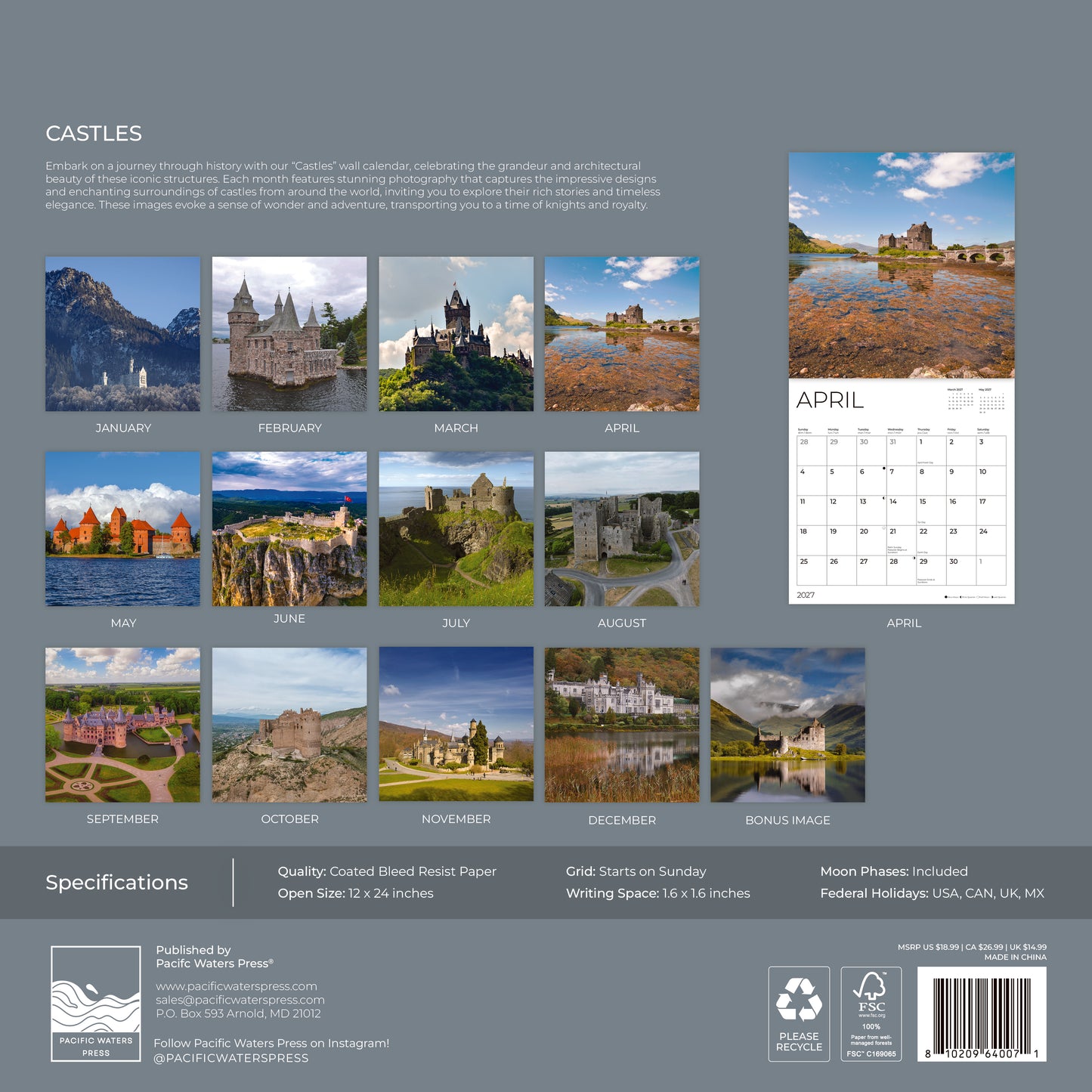 '27 Wall Calendar - Castles