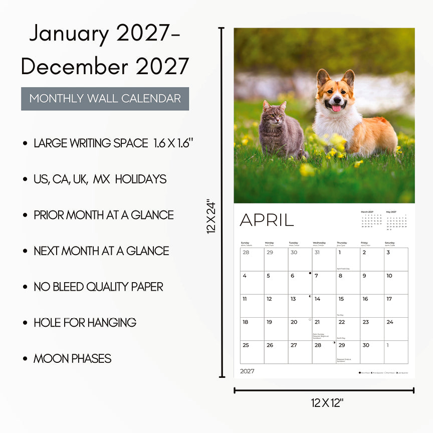 '27 Wall Calendar - Cats and Dogs
