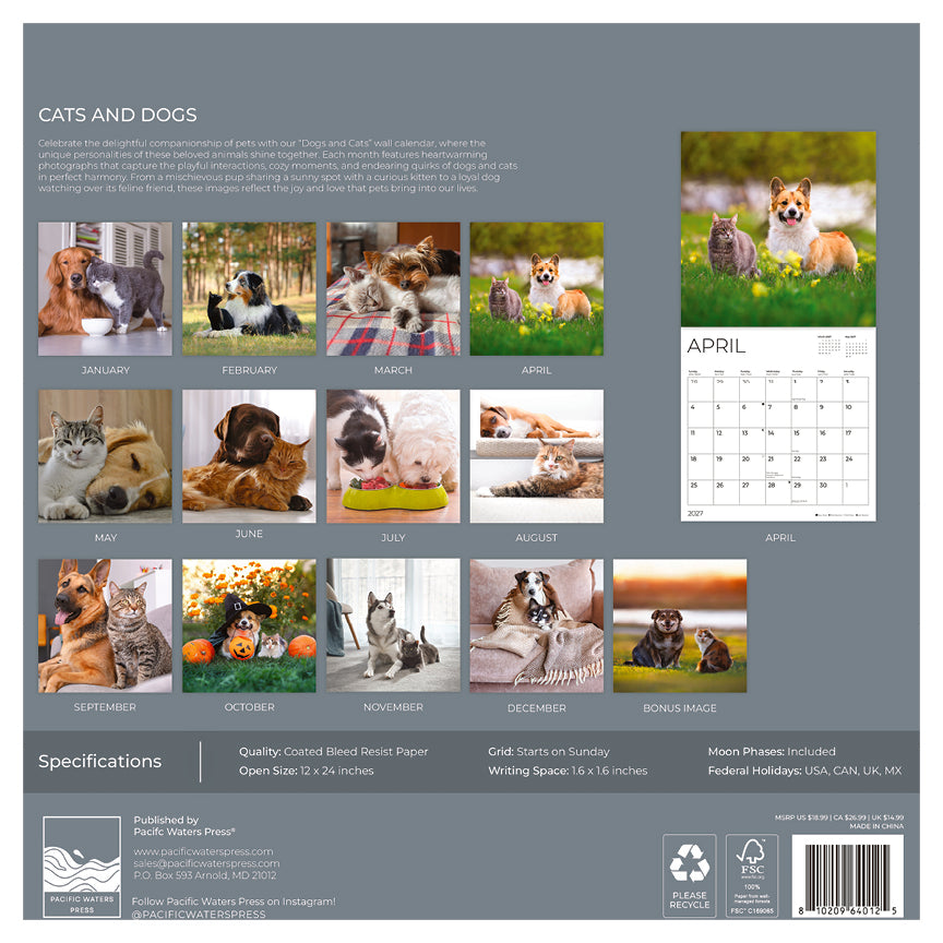 '27 Wall Calendar - Cats and Dogs