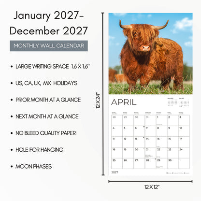 '27 Wall Calendar - Highland Cows