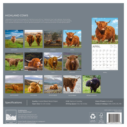 '27 Wall Calendar - Highland Cows