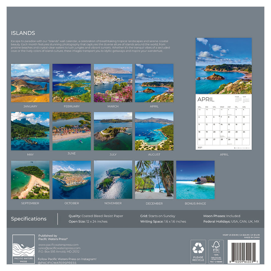 '27 Wall Calendar - Islands