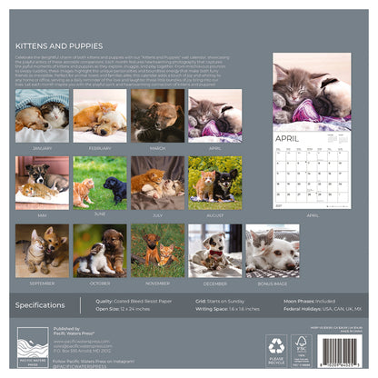 '27 Wall Calendar - Kittens and Puppies