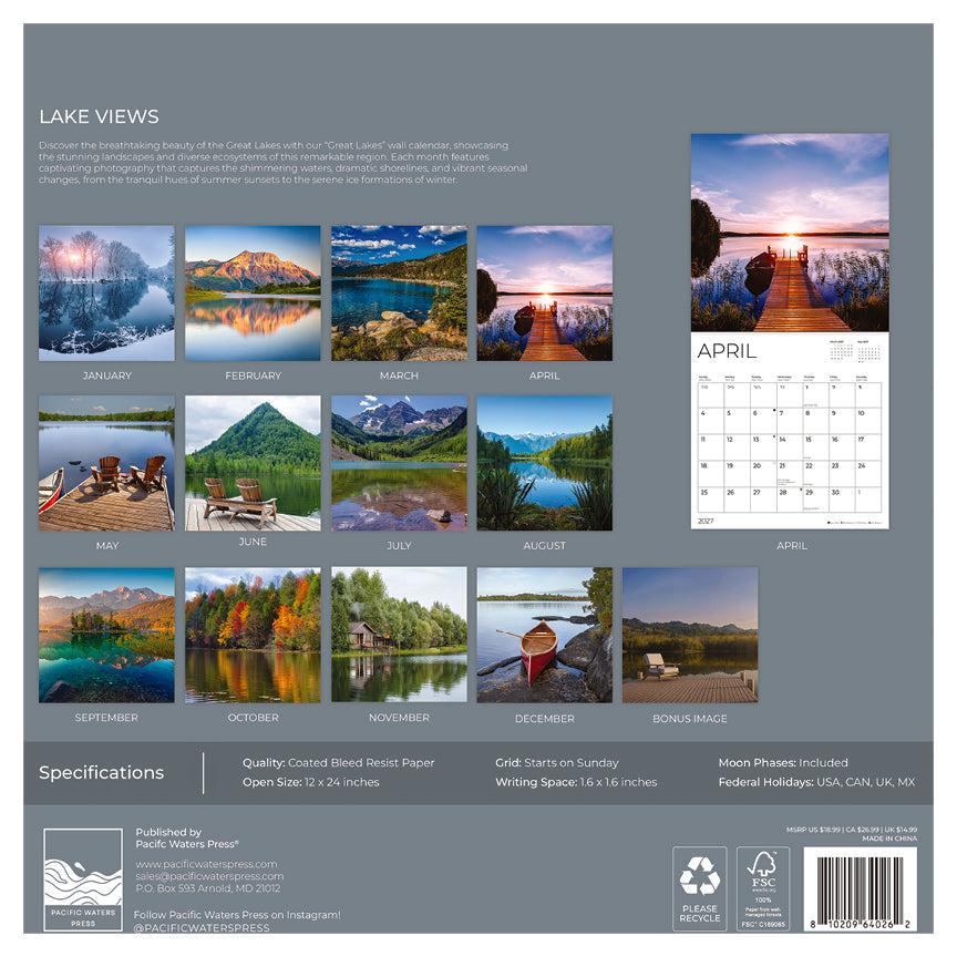 '27 Wall Calendar - Lake Views