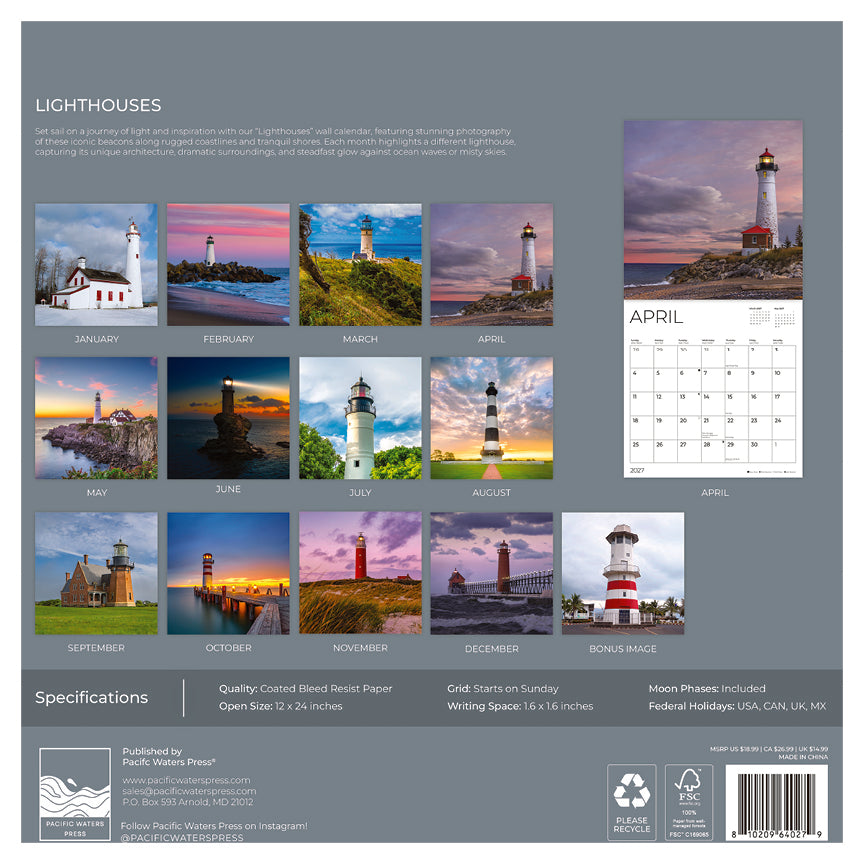 '27 Wall Calendar - Lighthouses