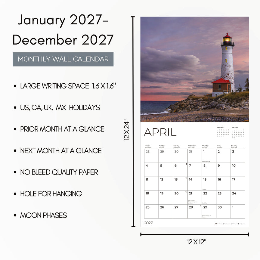 '27 Wall Calendar - Lighthouses