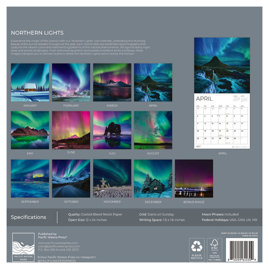 '27 Wall Calendar - Northern Lights