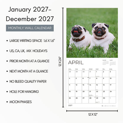 '27 Wall Calendar - Pugs