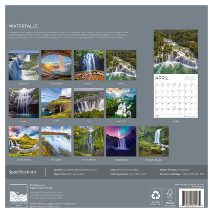 '27 Wall Calendar - Waterfalls