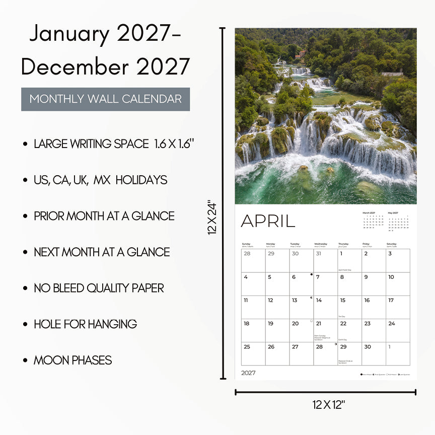 '27 Wall Calendar - Waterfalls