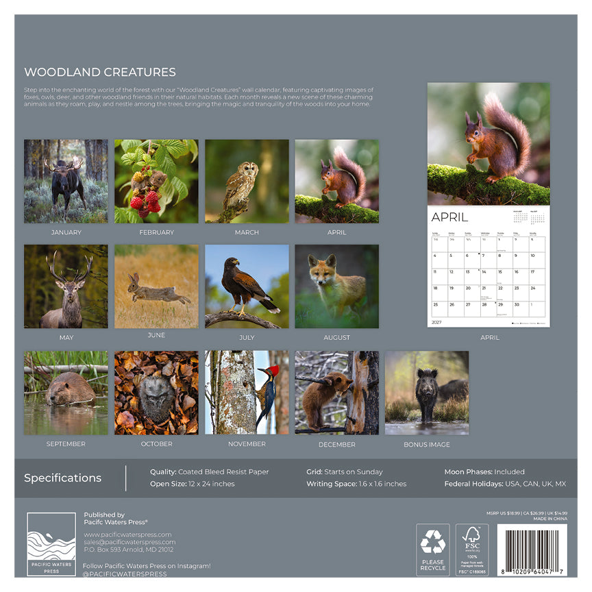 '27 Wall Calendar - Woodland Creatures