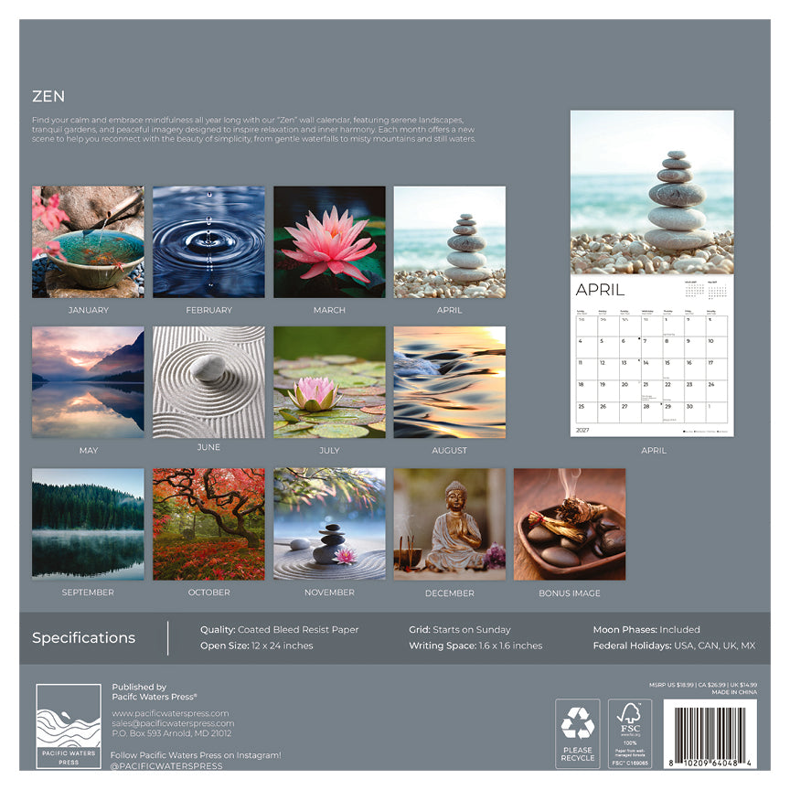 '27 Wall Calendar - Zen
