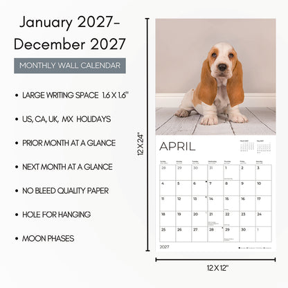 '27 Wall Calendar - Basset Hound Puppies