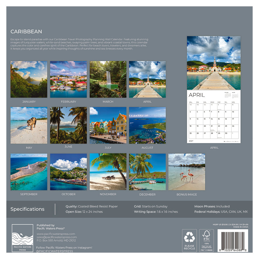 '27 Wall Calendar - Caribbean