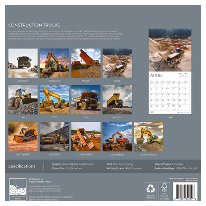 '27 Wall Calendar - Construction Trucks
