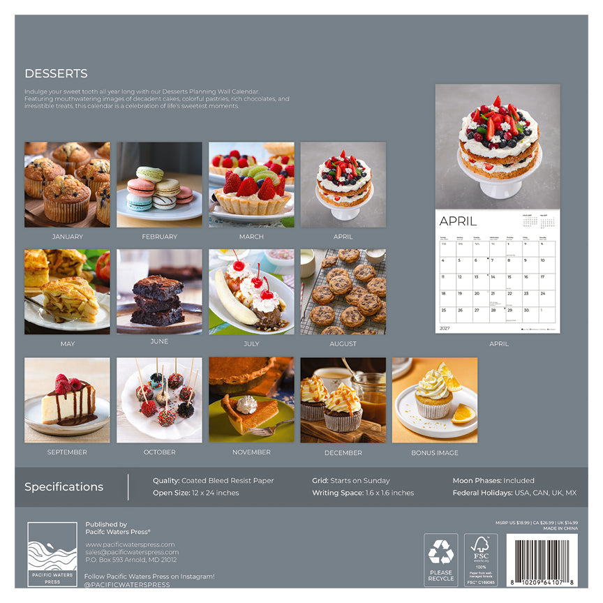 '27 Wall Calendar - Desserts