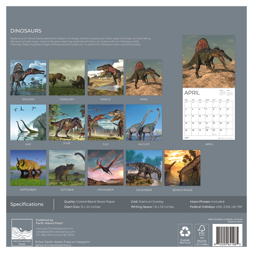 '27 Wall Calendar - Dinosaurs