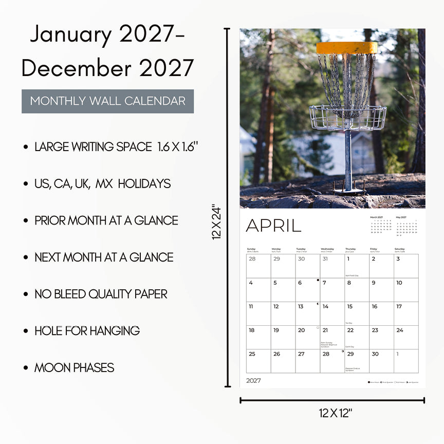 '27 Wall Calendar - Disc Golf