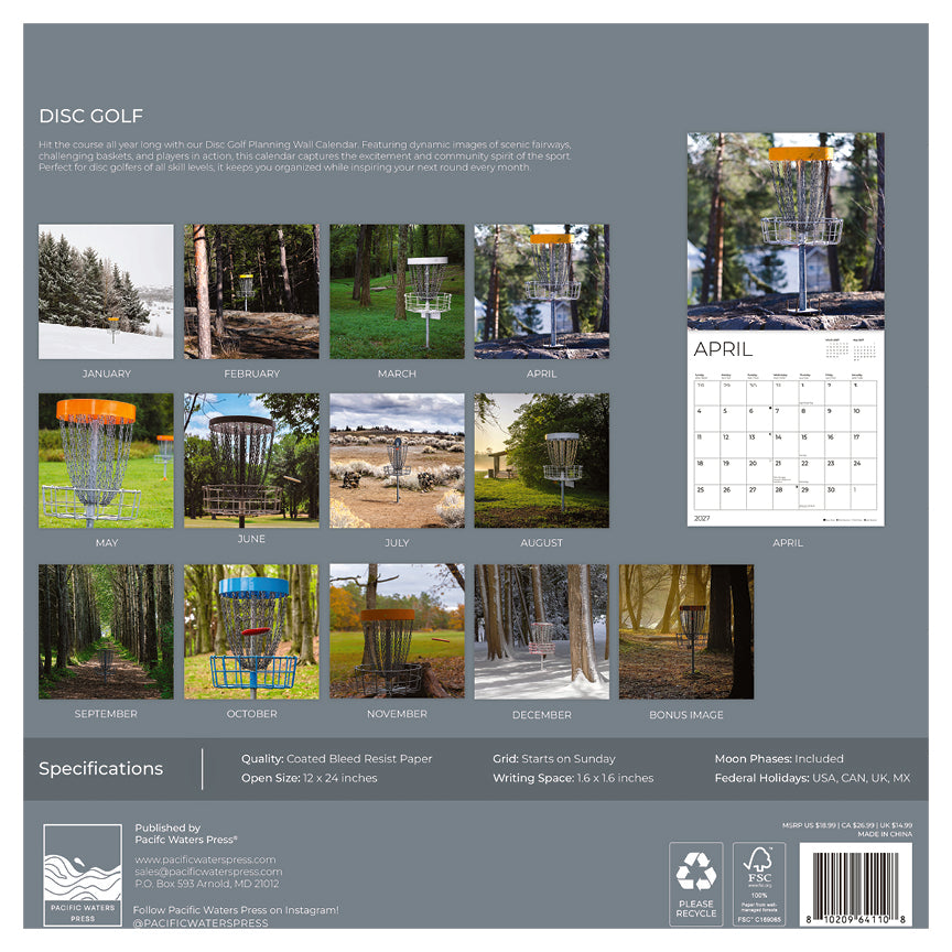 '27 Wall Calendar - Disc Golf