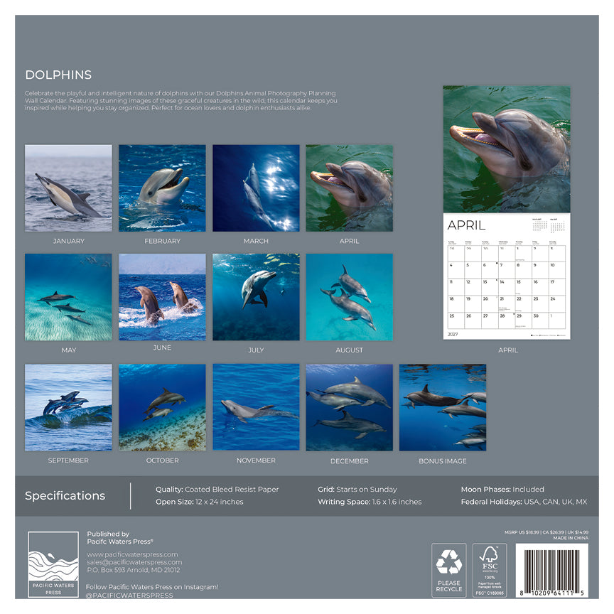 '27 Wall Calendar - Dolphins