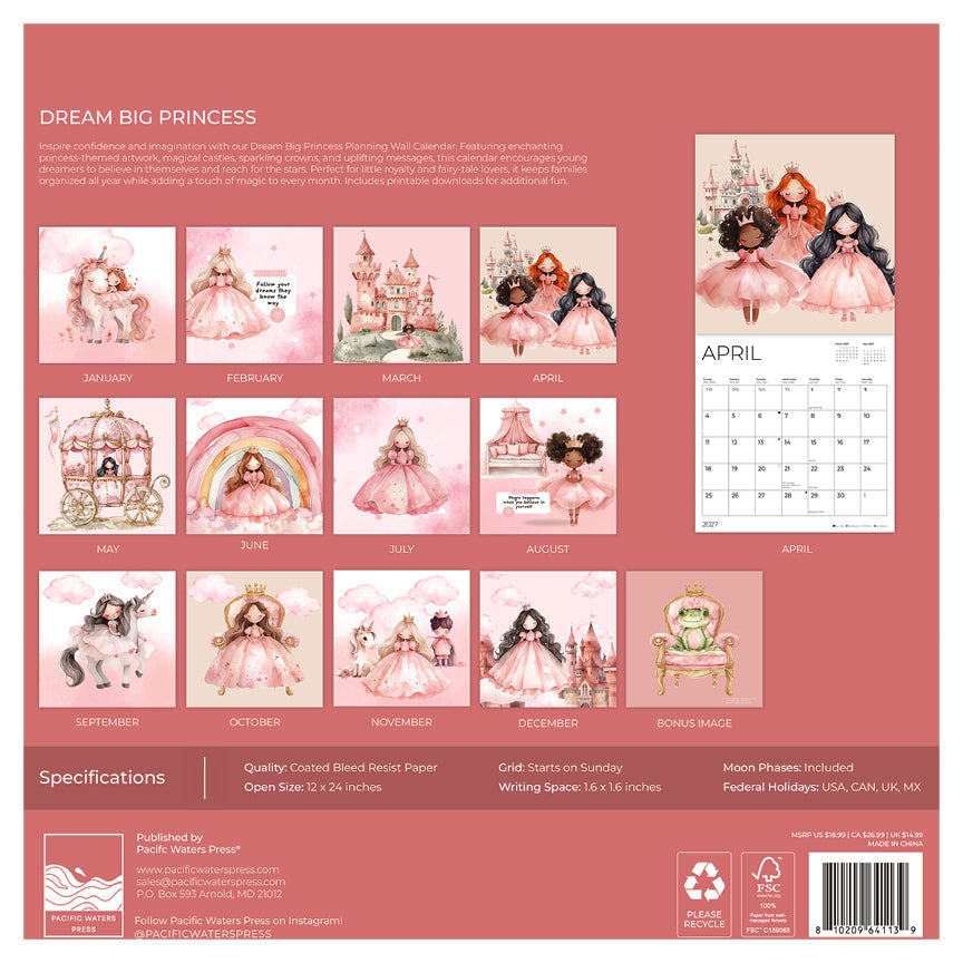 '27 Wall Calendar - Dream Big Princess