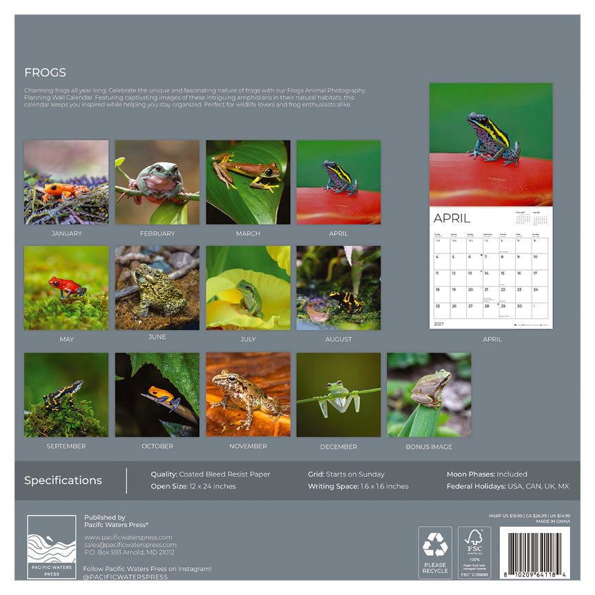 '27 Wall Calendar - Frogs