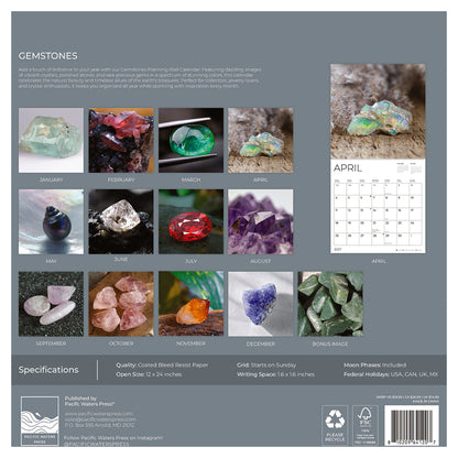 '27 Wall Calendar - Gemstones