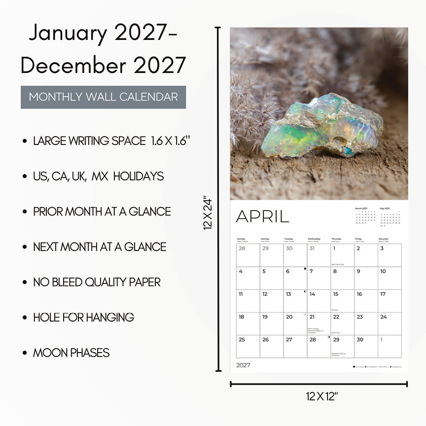 '27 Wall Calendar - Gemstones