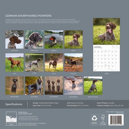 '27 Wall Calendar - German Shorthaired Pointers