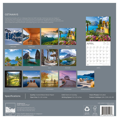 '27 Wall Calendar - Getaways