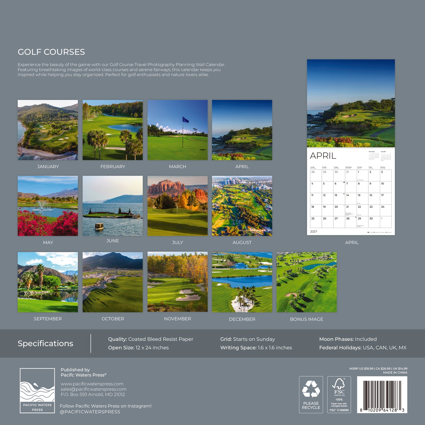 '27 Wall Calendar - Golf Courses